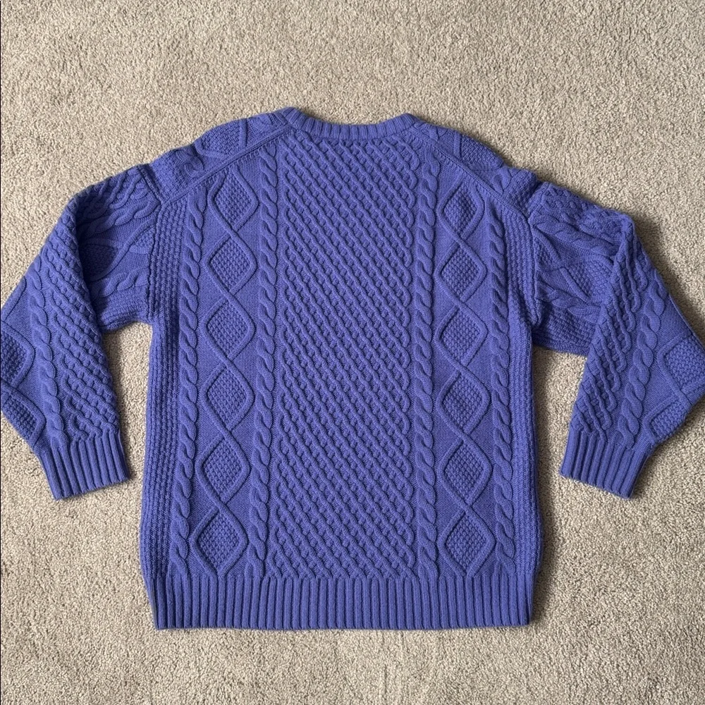 Sunday Best Peggy Sweater Crewneck Cable-Knit Wool Purple Size XS Oversized
